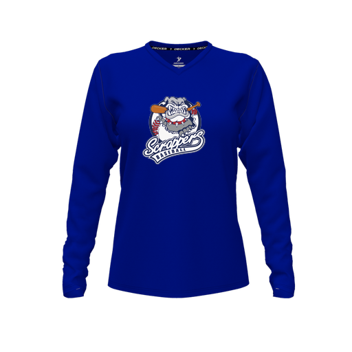 [FTLVCFRY-FYXS-LOGO1] Decker Comfort T-Shirt (Female Youth XS, Royal, V Neck, Logo 1, Long Sleeve)